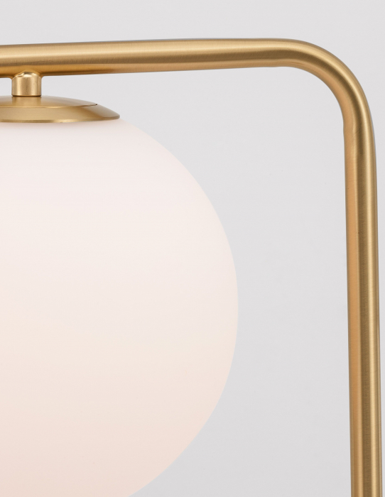 Lampadar auriu Luna 140 cm glob alb sticla, baza marmura neagra, 9136702 - Novaluce [4]