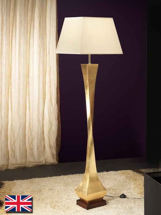 Lampadar auriu/negru de lux Camilo 64 cm baza lemn nuc, abajur textil, 662514 - Schuller [3]