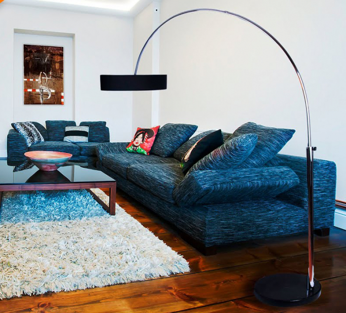 Lampadar cu baza marmura neagra Klaos 205 cm, abajur rotund negru, suport metalic cromat, AZ 0169 - Azzardo [2]