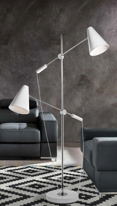 Lampadar cu doua brate ajustabile Dukva 165 cm, alb/negru, design modern, AZ 2863 - Azzardo [2]