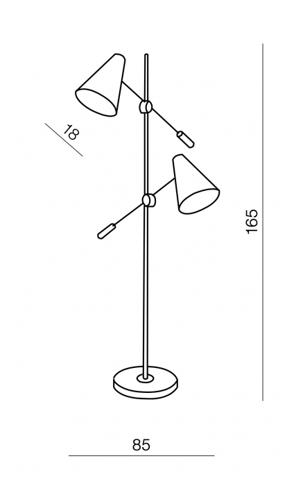 Lampadar cu doua brate ajustabile Dukva 165 cm, alb/negru, design modern, AZ 2863 - Azzardo [5]