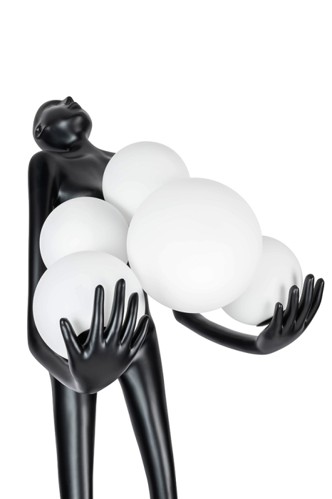 Lampadar Human Premium 80x60x180 cm, Sticlă Negru; Alb - King Home [6]