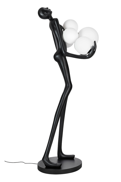 Lampadar Human Premium 80x60x180 cm, Sticlă Negru; Alb - King Home [4]
