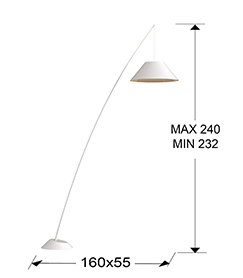 Lampadar inalt negru/alb Afia 240 cm, abajur rotund material textil, 425131 - Schuller [5]