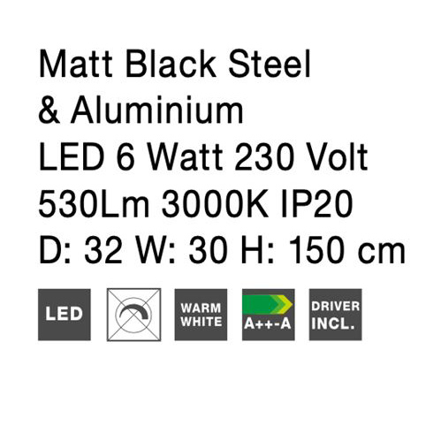 Lampadar LED premium negru ajustabil Usur metal, 150 cm, 9018911 - Novaluce [10]
