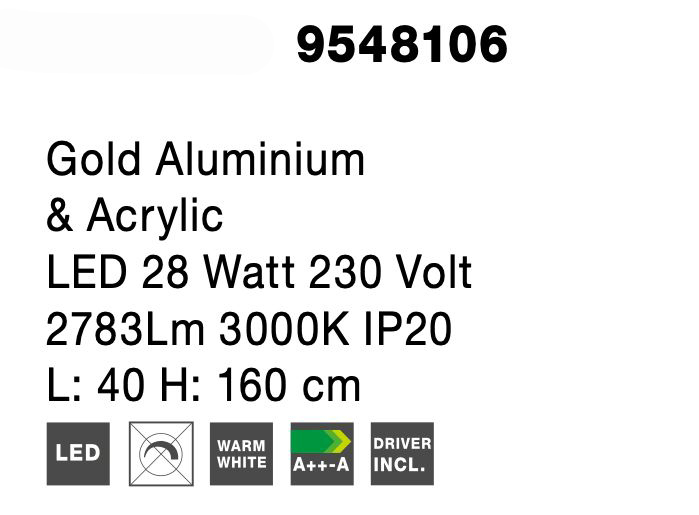 Lampadar modern auriu Flex 160 cm abajur tub LED flexibil, suport metalic, 9548106 - Novaluce [5]