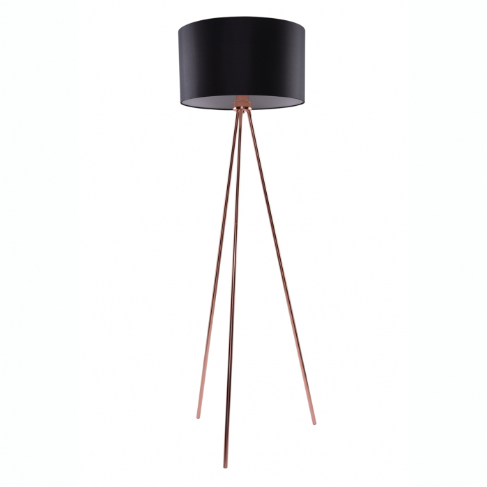 Lampadar modern Omo 150 cm, 3 picioare metal cupru, abajul rotund alb/negru/gri, AZ 3010 - Azzardo [1]