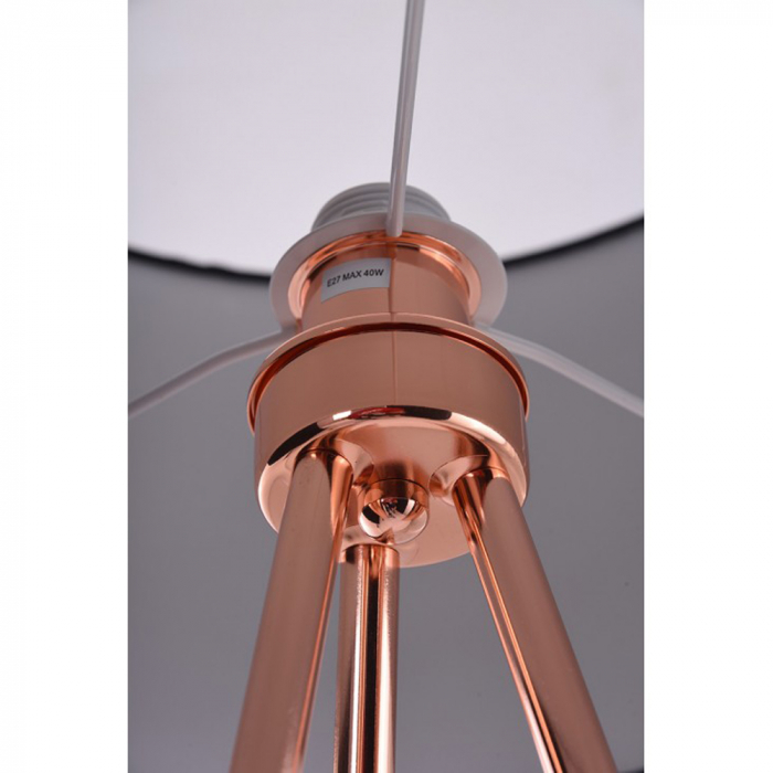 Lampadar modern Omo 150 cm, 3 picioare metal cupru, abajul rotund alb/negru/gri, AZ 3010 - Azzardo [5]