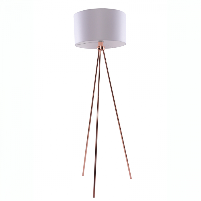 Lampadar modern Omo 150 cm, 3 picioare metal cupru, abajul rotund alb/negru/gri, AZ 3010 - Azzardo [2]