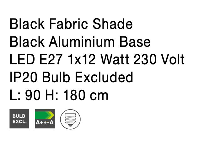 Lampadar negru/alb Romil, baza metalica, abajur textil, 9401653 - Novaluce [17]