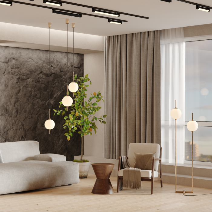 Lampadar LED Sixth Sense Z020FL-L12BS3K, 12W, 1100lm, lumina calda, IP20, auriu+alb, Maytoni [2]