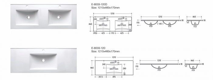 Lavoar baie 60/80/120 cm ceramic alb Lava White COMAD [2]