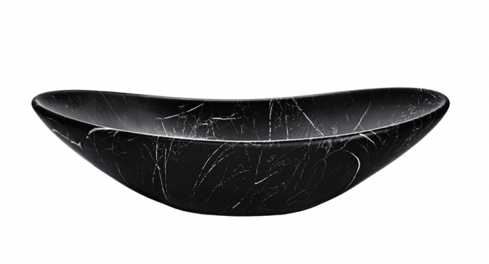 Lavoar baie ceramic aplicat 60 cm, negru mat, imitatie marmura, Lena COMAD [3]