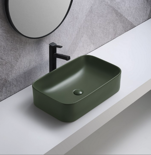 Lavoar baie ceramic aplicat 50/60 cm verde/albastru mat KAMA COMAD [4]