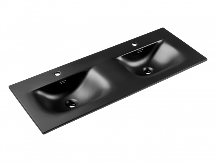 Lavoar dublu pentru mobilier baie, 120 cm, incastrat, negru mat, COMAD [1]