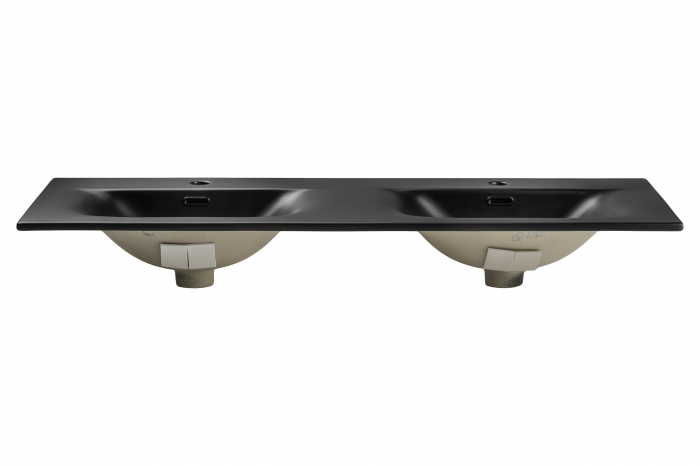 Lavoar dublu pentru mobilier baie, 120 cm, incastrat, negru mat, COMAD [2]