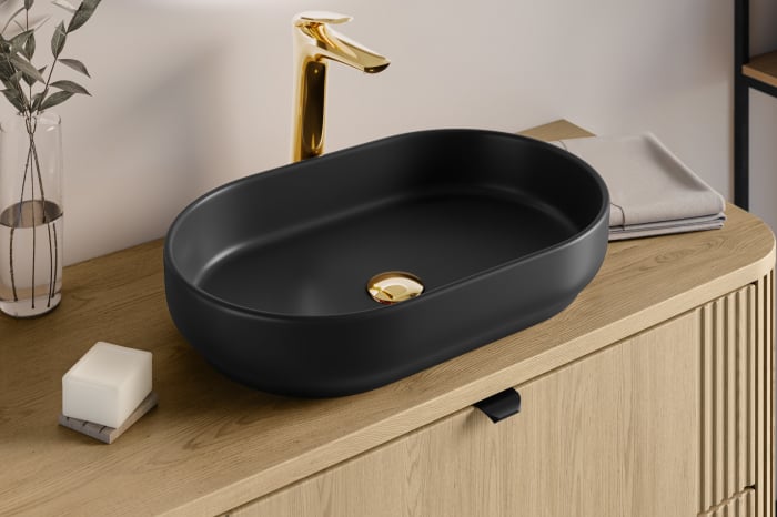 Lavoar pe blat baie , RIVER2, negru mat COMAD [4]