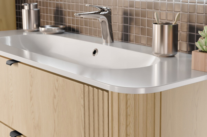 Lavoar pentru mobilier, cu o cuvă, 120 cm , Alb lucios COMAD [5]