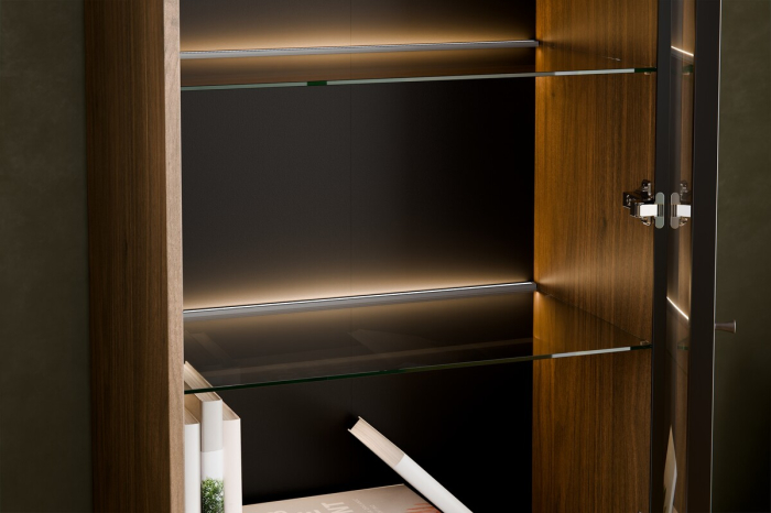 Vitrina Yori Villa 52.6 cm, cu 1 Ușă și 3 Sertare, Nuc Villa - COMAD [8]