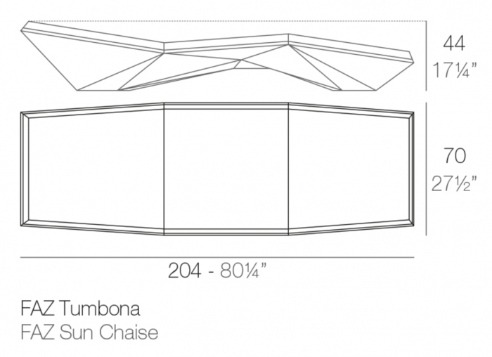 Lounger premium piscina/gradina Faz 204 cm cu perna tapitata si iluminare LED, forma geometrica, 54008 - Vondom [3]