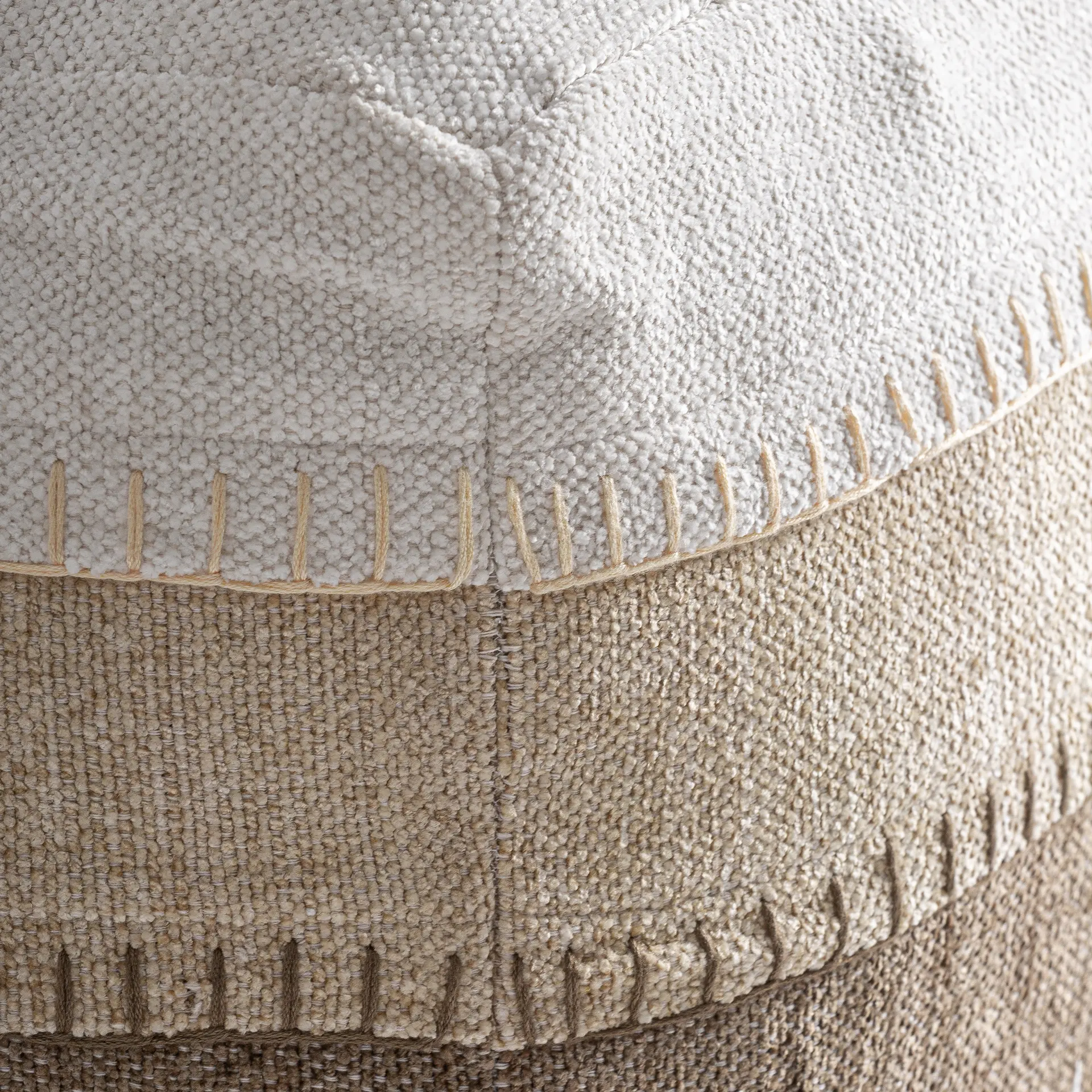 Luken Puff din Bumbac și Chenille Tonuri Neutre, 66x66x35cm, VicalHome 38455 VicalHome 38455 [3]