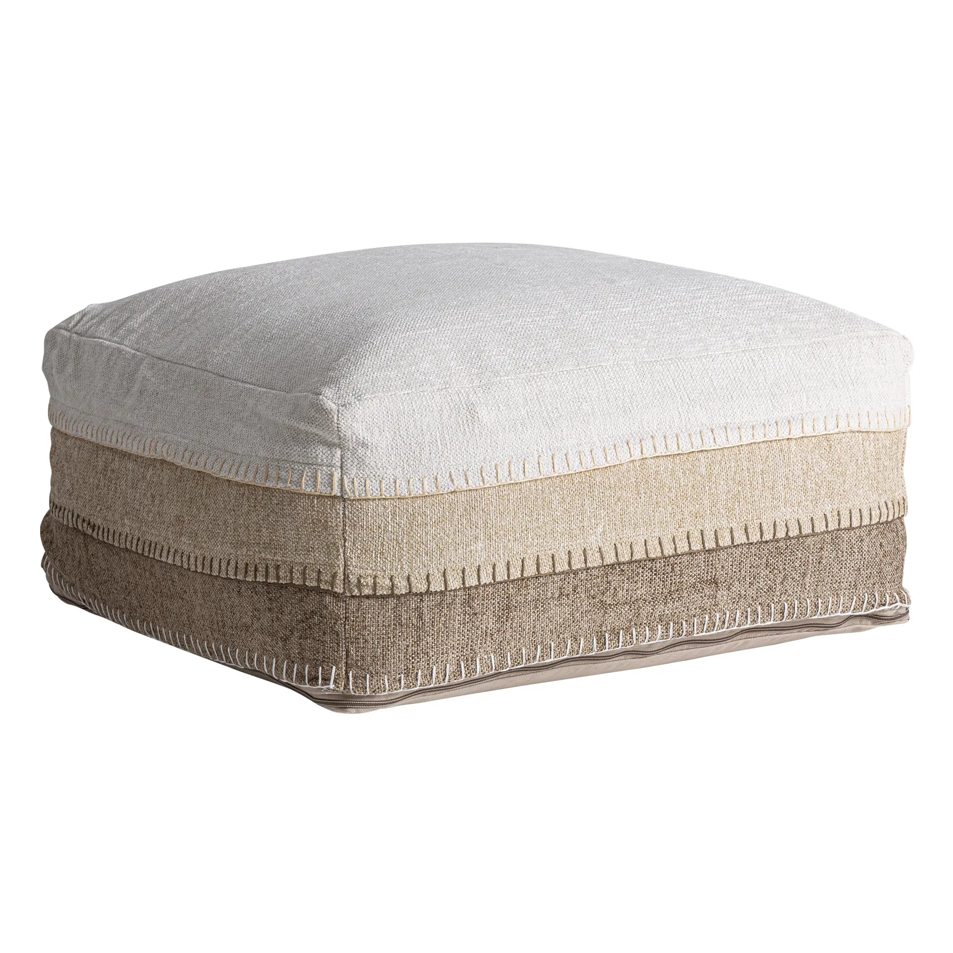 Luken Puff din Bumbac și Chenille Tonuri Neutre, 66x66x35cm, VicalHome 38455 VicalHome 38455 [2]