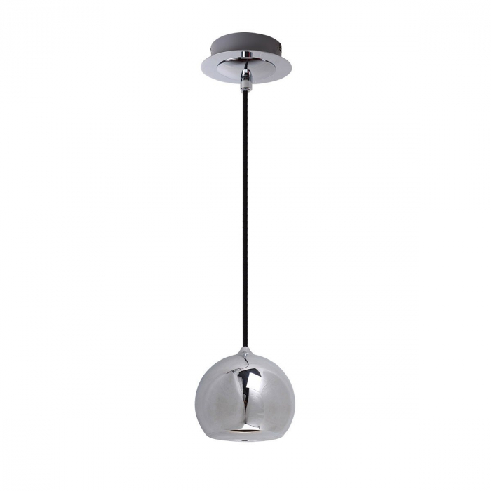 Lustra moderna tip glob crom/alb/negru Branis Ø12 cm metal/sticla balistica, AZ 0641 - Azzardo [2]