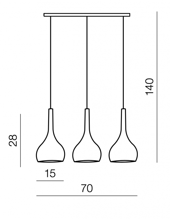 Lusta liniara cu 3 pendule suspendate Ambros 70 cm alba/neagra/crom finisaj lucios, design modern, AZ 0276 - Azzardo [9]