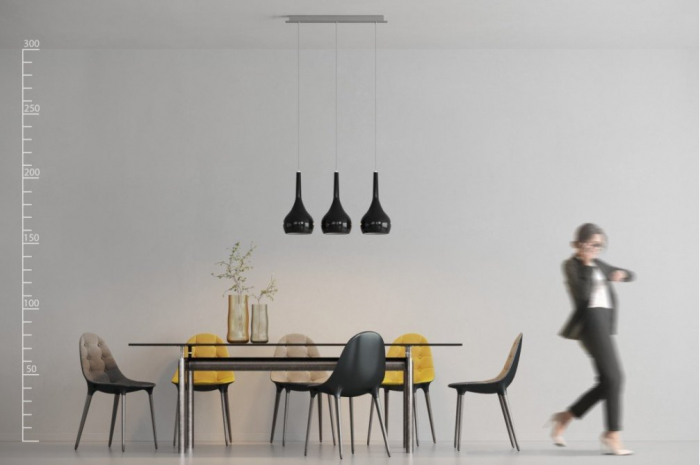Lusta liniara cu 3 pendule suspendate Ambros 70 cm alba/neagra/crom finisaj lucios, design modern, AZ 0276 - Azzardo [3]