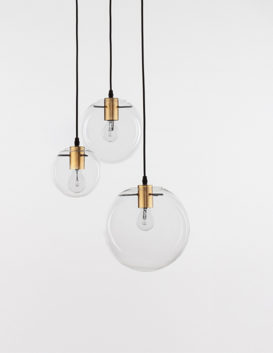 Lustra 3 globuri sticla transparent Levi Gold, metal auriu, 3xE27, 9416933 - Novaluce [2]