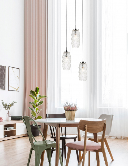 Lustra 3 pendule sticla transparenta Petar forme geometrice elegante, design modern, 838191 - Novaluce [2]