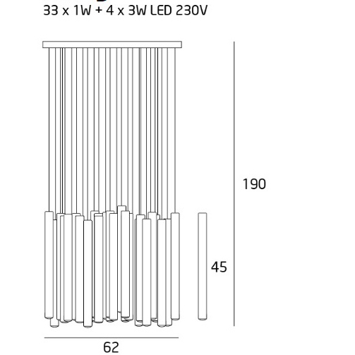 Lustra 33 pendule cilindrice diverse finisaje LED Tonia Ø 62 cm, metal/acril, inaltime reglabila, P0175D - Maxlight [2]