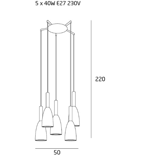 Lustra 5 pendule Ankit Ø 50 cm metal/lemn, inaltime reglabila, P0148 - Maxlight [2]