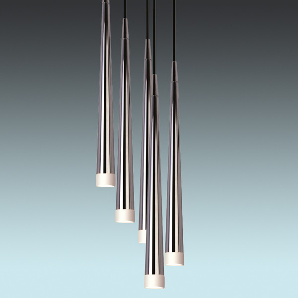 Lustra 5 pendule LED inaltime asimetrica forma con negru/alb/crom Culh 18x257 cm, design modern, metal, AZ 0134 - Azzardo [3]