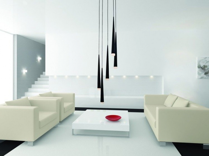 Lustra 5 pendule LED inaltime asimetrica forma con negru/alb/crom Culh 18x257 cm, design modern, metal, AZ 0134 - Azzardo [8]