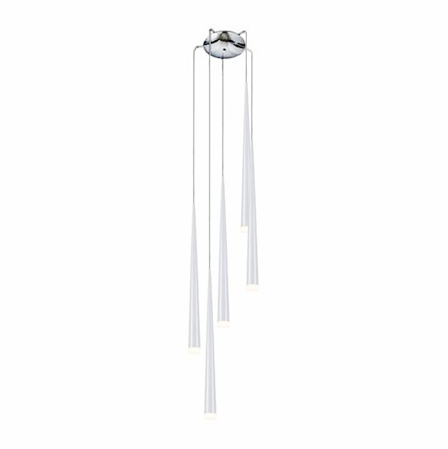 Lustra 5 pendule LED inaltime asimetrica forma con negru/alb/crom Culh 18x257 cm, design modern, metal, AZ 0134 - Azzardo [11]