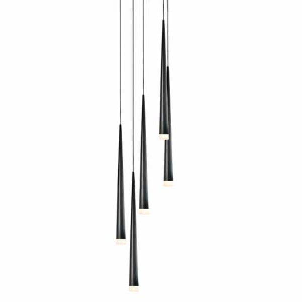 Lustra 5 pendule LED inaltime asimetrica forma con negru/alb/crom Culh 18x257 cm, design modern, metal, AZ 0134 - Azzardo [7]