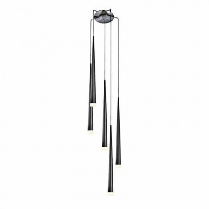 Lustra 5 pendule LED inaltime asimetrica forma con negru/alb/crom Culh 18x257 cm, design modern, metal, AZ 0134 - Azzardo [6]