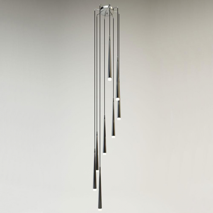 Lustra 8 pendule LED inaltime asimetrica forma con negru/alb/crom Culh 35x280 cm, design modern, metal, AZ 0257 - Azzardo [4]