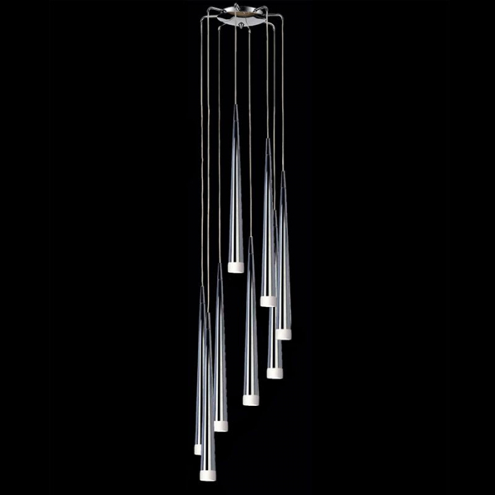 Lustra 8 pendule LED inaltime asimetrica forma con negru/alb/crom Culh 35x280 cm, design modern, metal, AZ 0257 - Azzardo [3]