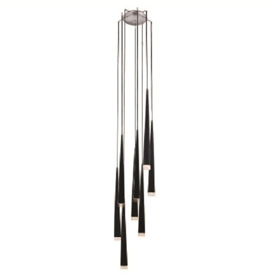 Lustra 8 pendule LED inaltime asimetrica forma con negru/alb/crom Culh 35x280 cm, design modern, metal, AZ 0257 - Azzardo [8]