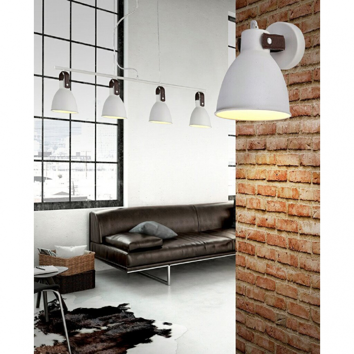 Lustra alba liniara cu 4 abajururi reglabile Hozan 94 cm, metal si piele, design modern, AZ 1282 - Azzardo [3]