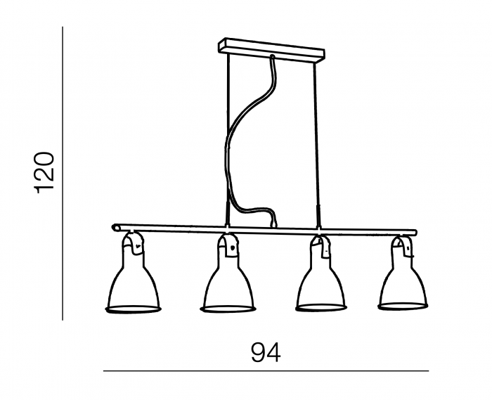 Lustra alba liniara cu 4 abajururi reglabile Hozan 94 cm, metal si piele, design modern, AZ 1282 - Azzardo [4]