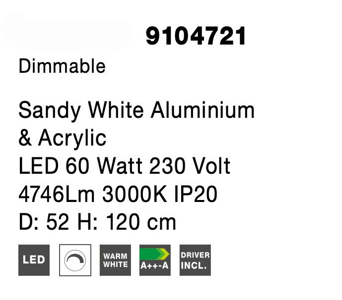 Lustra alba/neagra forma bucla Kanta 52 cm, iluminare LED dimabila, design modern, 9104721 - Novaluce [6]