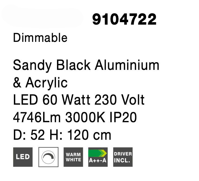 Lustra alba/neagra forma bucla Kanta 52 cm, iluminare LED dimabila, design modern, 9104721 - Novaluce [13]