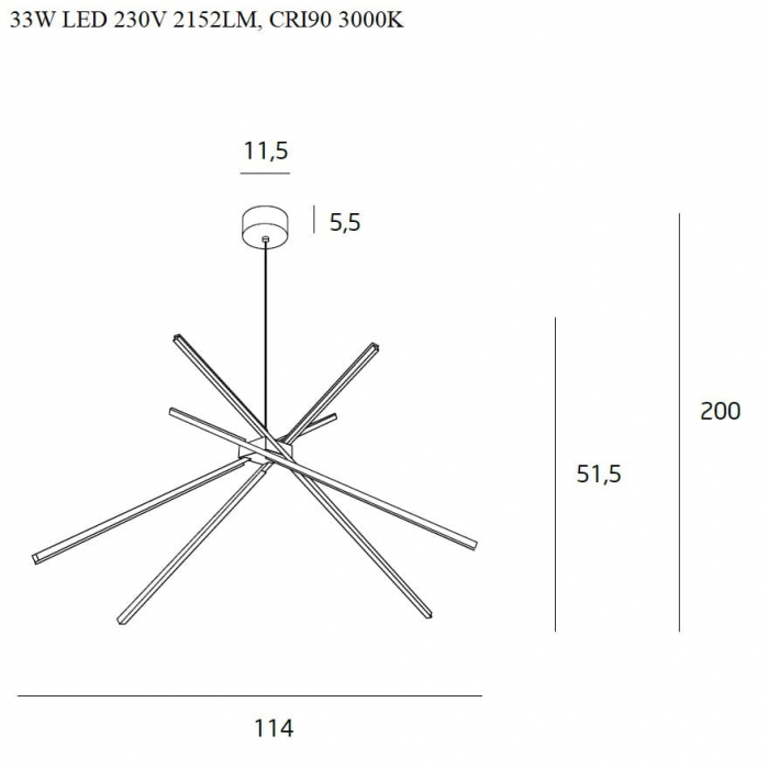 Lustra alba/neagra iluminare LED Risela Ø 114 cm metal/acril, inaltime reglabila, P0412 - Maxlight [2]