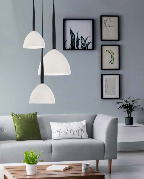 Lustra alba suspendata cu 3 pendule Kees, sticla/metal negru, design modern, AZ 3333 - Azzardo [2]