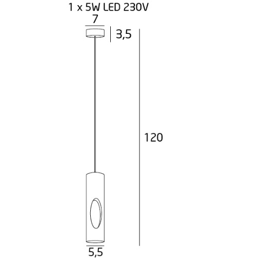 Lustra alba tip pendul cilindric iluminare LED Manda Ø 5,5 cm din metal, inaltime reglabila, P0177 - Maxlight [3]