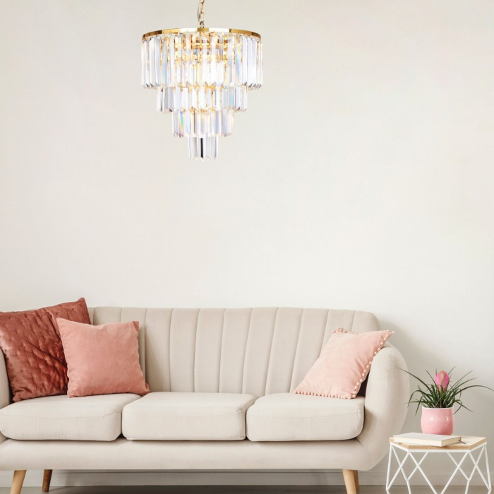 Lustra/candelabru rotund AMEDEO din cristal cu baza aurie Ø39 cm, design modern, 003064-009236 - Zumaline [4]