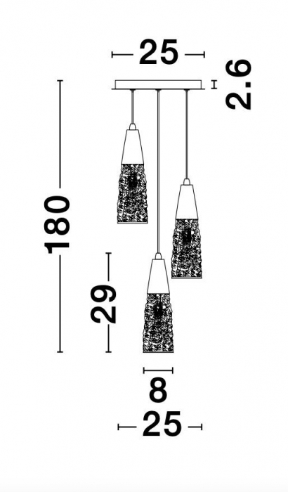 Lustra aurie 3 pendule sticla structurata Kisho, design elegant, bec G9, 9160193 - Novaluce [7]